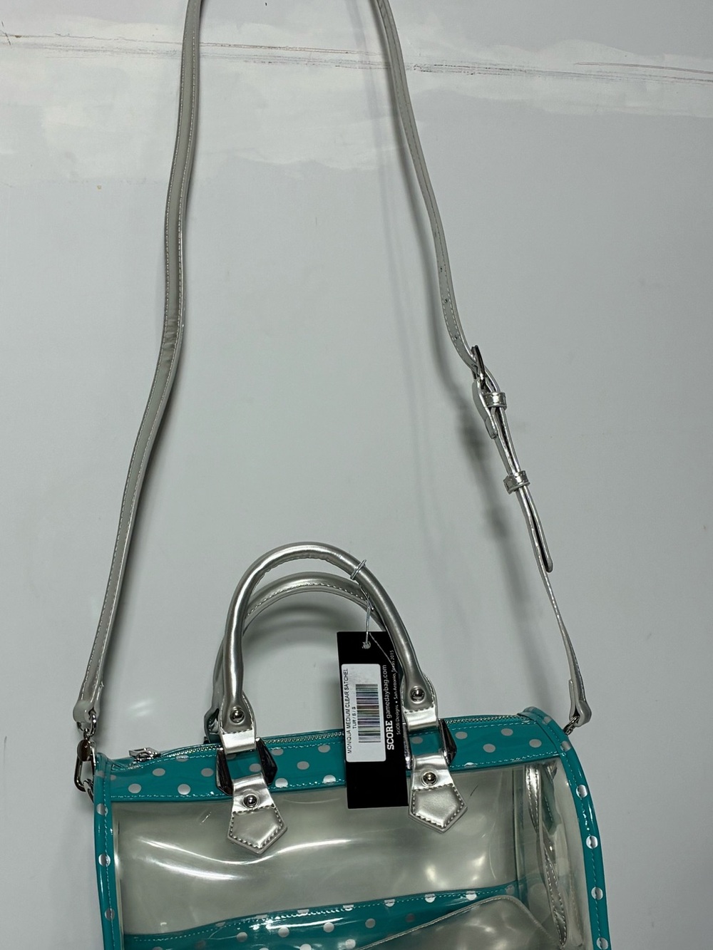 Stadium approved clear bag orig tags dustbag charm incl. turquoise silver NOS